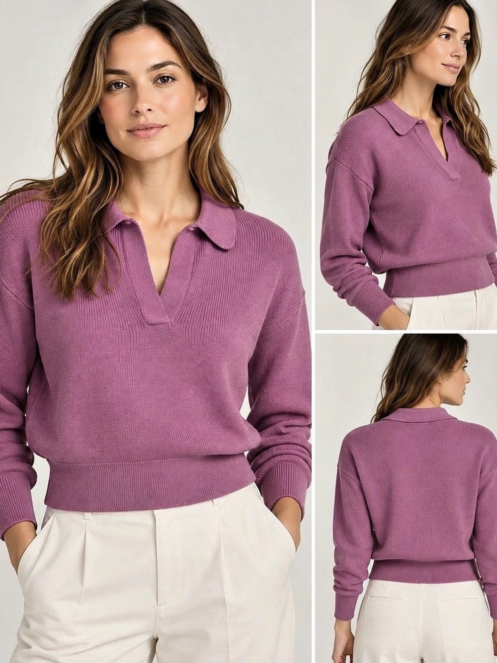 Lululemon Collared Merino Wool Blend Polo Sweater Dahlia Mauve M Like New